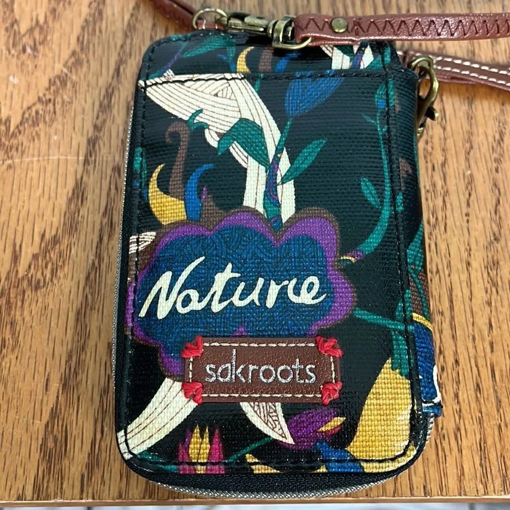 Sakroots Crossbody zip-up Wallet wristlet